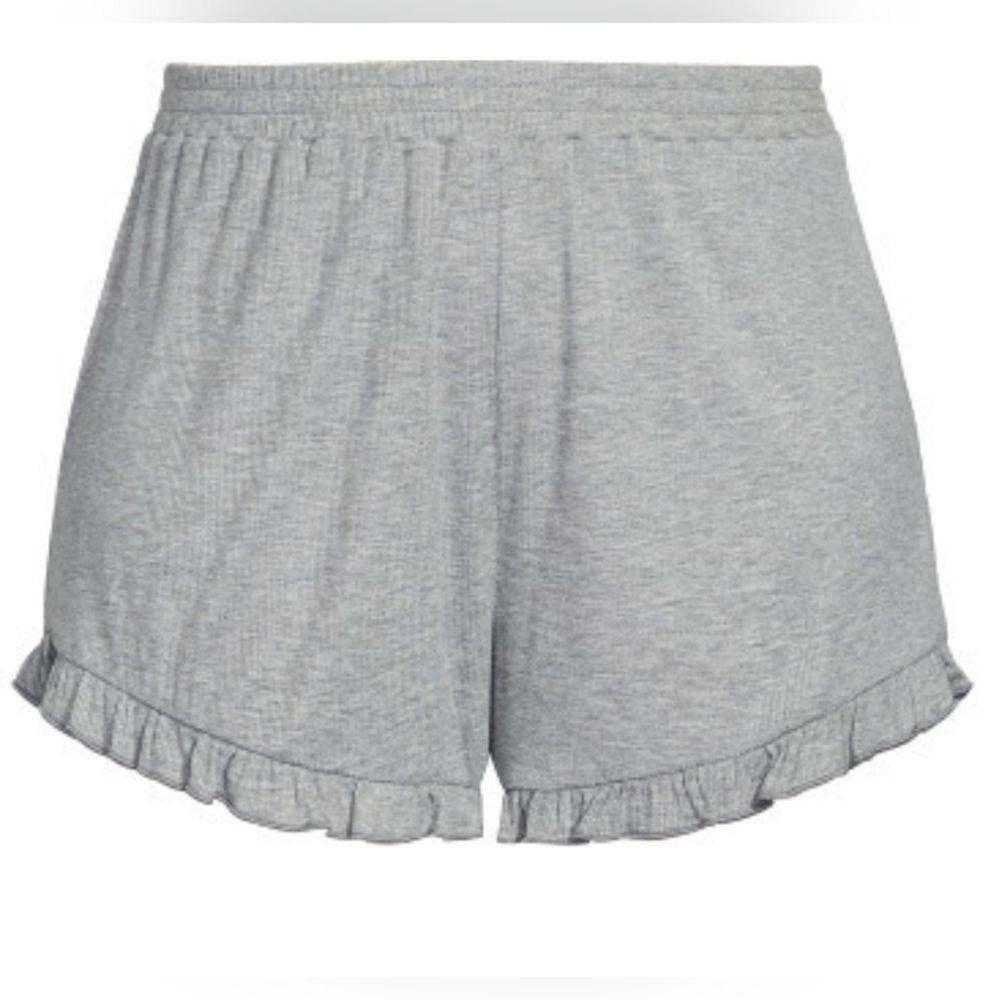 City Chic Sleep Shorts‎ Plus 20 L 2X Gray Ribbed Ellie Ruffle Trim PJs NWT NEW